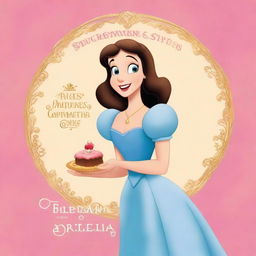 A high-quality, digitally rendered image of a book cover featuring Princess Caramelia, in the style of Disney