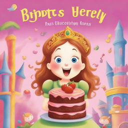 A high-quality, colourful image in the style of a children's book cover, featuring a surprised princess holding a cake that looks appealing but has a bitter expression, indicating it was meant to be sweet