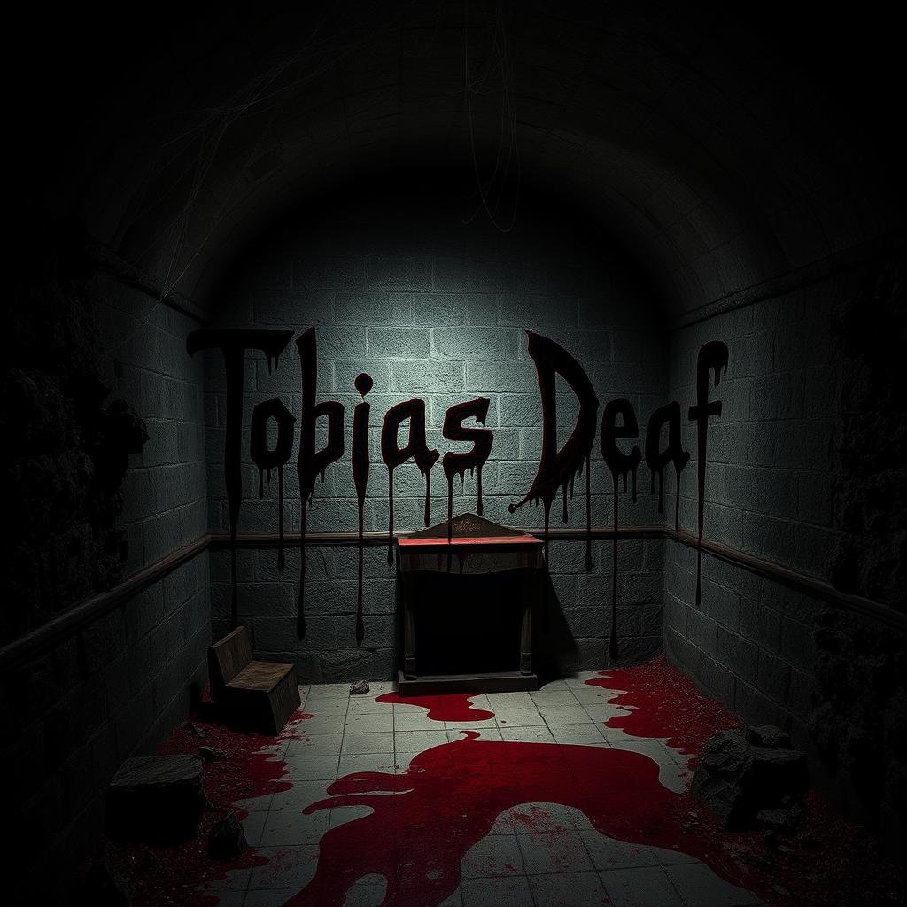 A dark and eerie church basement with stone walls