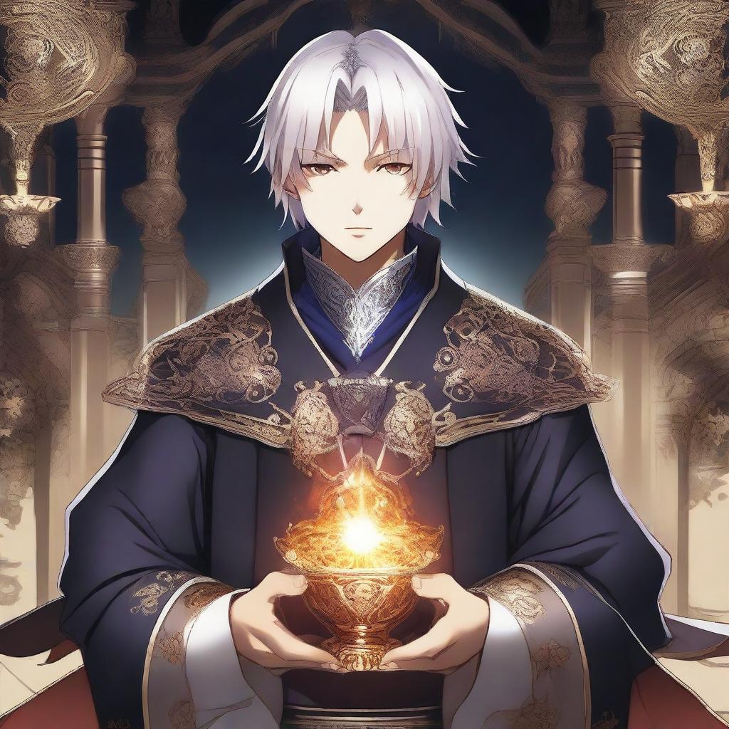 A high-quality digital art illustration of a 'Pretender' servant from the Type-Moon's Fate series