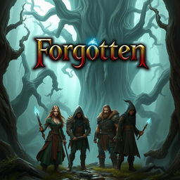 A captivating RPG Maker game cover titled 'Forgotten', set in a dark fantasy realm inspired by Dungeons & Dragons