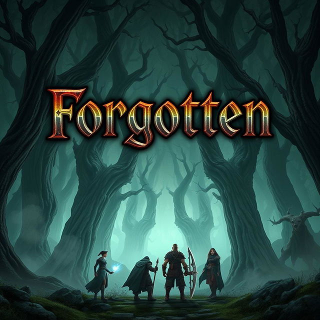 A captivating RPG Maker game cover titled 'Forgotten', set in a dark fantasy realm inspired by Dungeons & Dragons