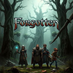 A captivating RPG Maker game cover titled 'Forgotten', set in a dark fantasy realm inspired by Dungeons & Dragons
