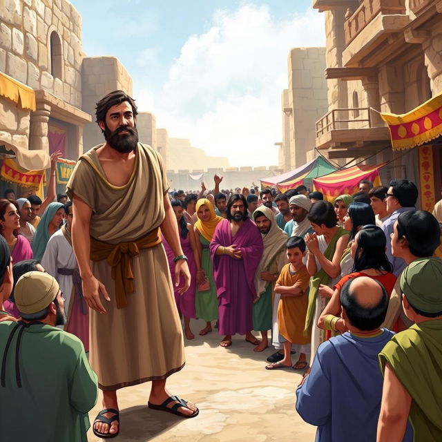 An artistic depiction of Pablo and Bernabé from the biblical passage Hechos 14:12