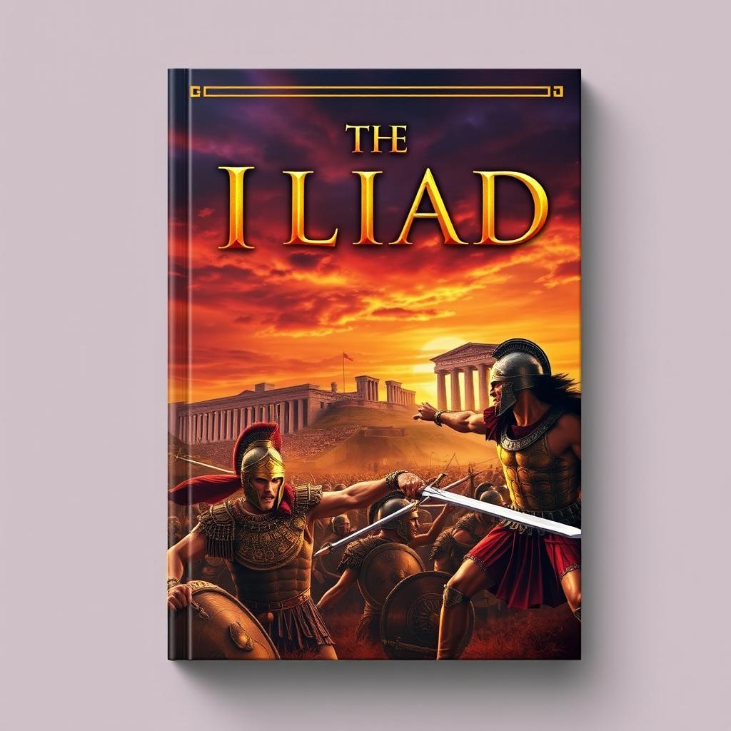 An artistic book cover for 'The Iliad