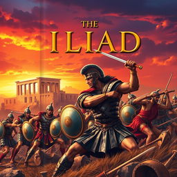 An artistic book cover for 'The Iliad