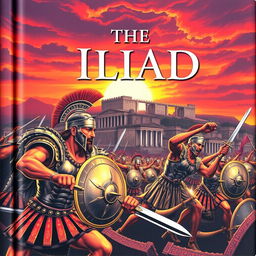An artistic book cover for 'The Iliad