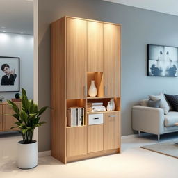 A vertical cupboard designed with modern aesthetics, measuring 4 meters in length and 60 cm in height