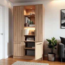 A vertical cupboard designed with modern aesthetics, measuring 4 meters in length and 60 cm in height