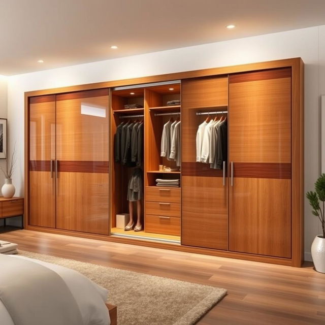 A beautifully designed horizontal wardrobe measuring 4 meters in length and 60 cm in height