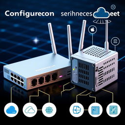 A detailed and visually appealing Configuration Management Database (CMDB) image featuring various telecom devices