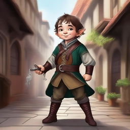 An expertly made digital art representation of a Lotusden halfling who is a bard from the college of swords