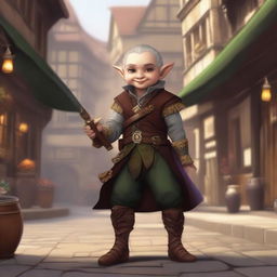 An expertly made digital art representation of a Lotusden halfling who is a bard from the college of swords