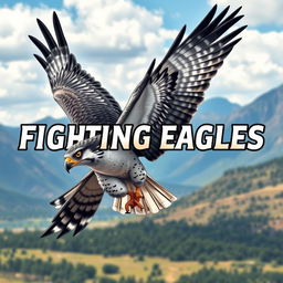 A highly detailed and realistic depiction of a majestic falcon in mid-flight, showcasing its powerful wings and sharp talons