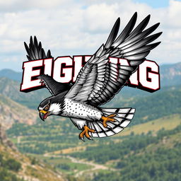 A highly detailed and realistic depiction of a majestic falcon in mid-flight, showcasing its powerful wings and sharp talons