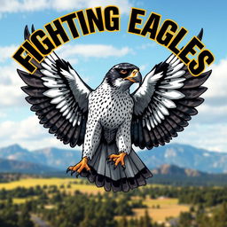 A highly detailed and realistic depiction of a majestic falcon in mid-flight, showcasing its powerful wings and sharp talons