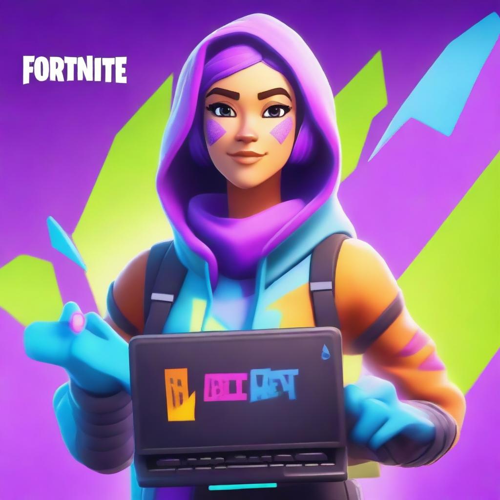 Generate a high-quality digital art thumbnail featuring the Aura skin from Fortnite