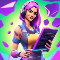 Generate a high-quality digital art thumbnail featuring the Aura skin from Fortnite