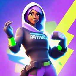 Generate a high-quality digital art thumbnail featuring the Aura skin from Fortnite