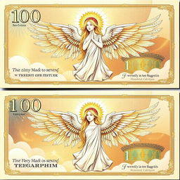 Intricately designed banknotes paying homage to Seraphim, the highest order of angels known for their divine closeness
