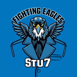 A striking logo design featuring a majestic warrior falcon prominently displayed on a soldier's suit