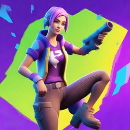 Create a high-quality digital art image of the Fortnite character, Aura, with a keyboard in her hand