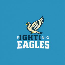 A realistic logo design featuring a small falcon emblem, symbolizing strength and agility, prominently placed above the text 'FIGHTING EAGLES'