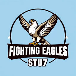 A realistic logo design featuring a small falcon emblem, symbolizing strength and agility, prominently placed above the text 'FIGHTING EAGLES'