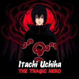 An eye-catching anime t-shirt design featuring Itachi Uchiha from the popular series Naruto