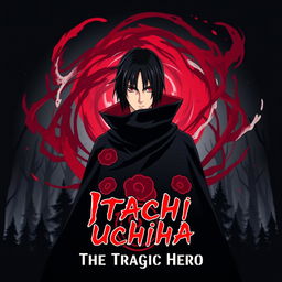 An eye-catching anime t-shirt design featuring Itachi Uchiha from the popular series Naruto