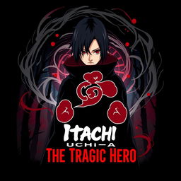 An eye-catching anime t-shirt design featuring Itachi Uchiha from the popular series Naruto