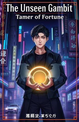 A captivating book cover for a modern fantasy novel titled 'The Unseen Gambit: Tamer of Fortune'
