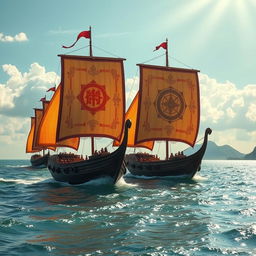 Floating ships that sail through currents of sacred wind, designed for group travel or special missions