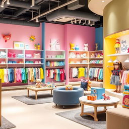 A stylish, modern interior design for a children’s clothing store