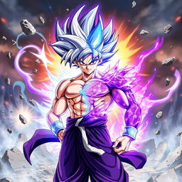An epic depiction of Vegito, combining both Ultra Instinct and Ultra Ego powers