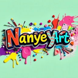 A vibrant and eye-catching sign featuring the words "Nanye Art" in bold, artistic lettering