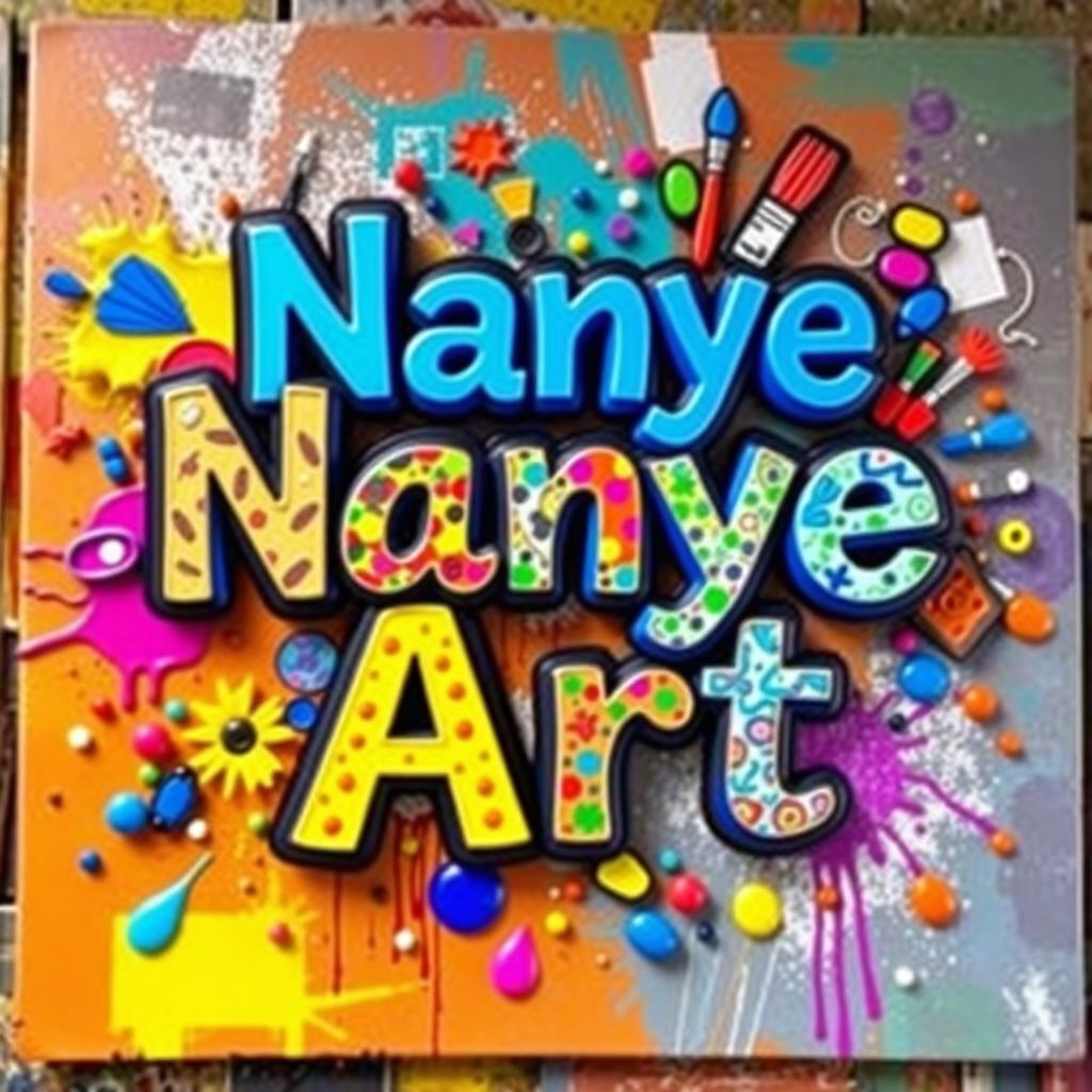 A vibrant and eye-catching sign featuring the words "Nanye Art" in bold, artistic lettering