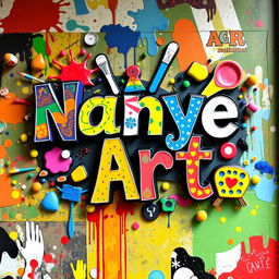 A vibrant and eye-catching sign featuring the words "Nanye Art" in bold, artistic lettering