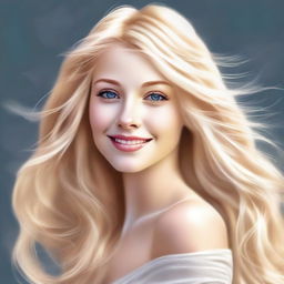 A high-quality digital art of a pretty blonde girl