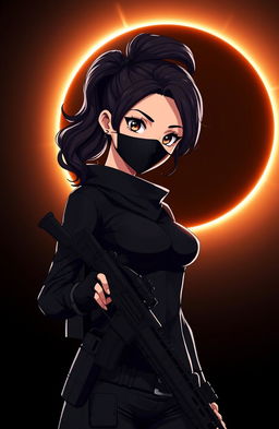 An animated depiction of a beautiful woman with stunning features
