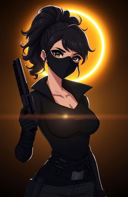 An animated depiction of a beautiful woman with stunning features