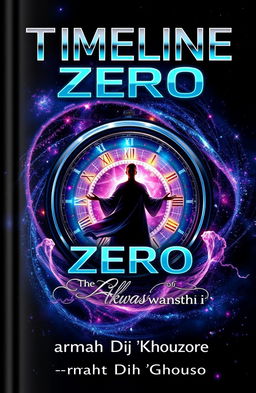 A striking book cover design for a science fiction novel titled 'TIMELINE ZERO' with the subtitle 'The Call of Akwanshi'
