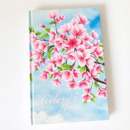 A stunning book cover featuring a cherry blossom tree in full bloom, illustrated in a beautiful watercolor painting style