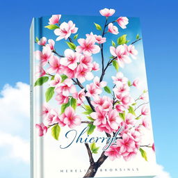 A stunning book cover featuring a cherry blossom tree in full bloom, illustrated in a beautiful watercolor painting style