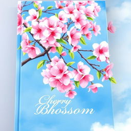 A stunning book cover featuring a cherry blossom tree in full bloom, illustrated in a beautiful watercolor painting style