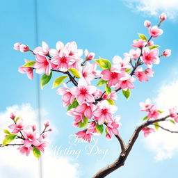 A stunning book cover featuring a cherry blossom tree in full bloom, illustrated in a beautiful watercolor painting style