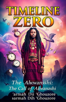 A book cover design for 'TIMELINE ZERO: The Call of Akwanshi'