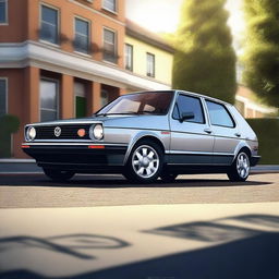 A high-quality digital art image portraying a Volkswagen Golf in exquisite detail