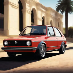 A high-quality digital art image portraying a Volkswagen Golf in exquisite detail