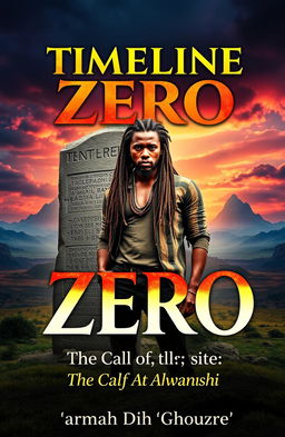 A captivating book cover for 'TIMELINE ZERO' with the subtitle 'The Call of Akwanshi'